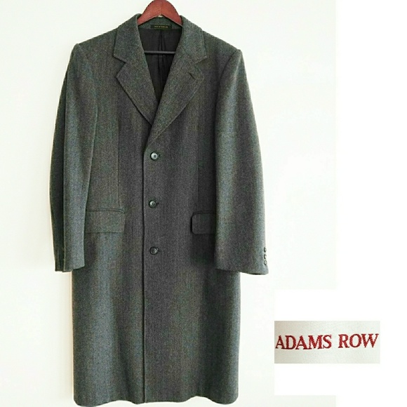 Adams Row Other - 100% Virgin Wool Charcoal Herringbone Over Coat